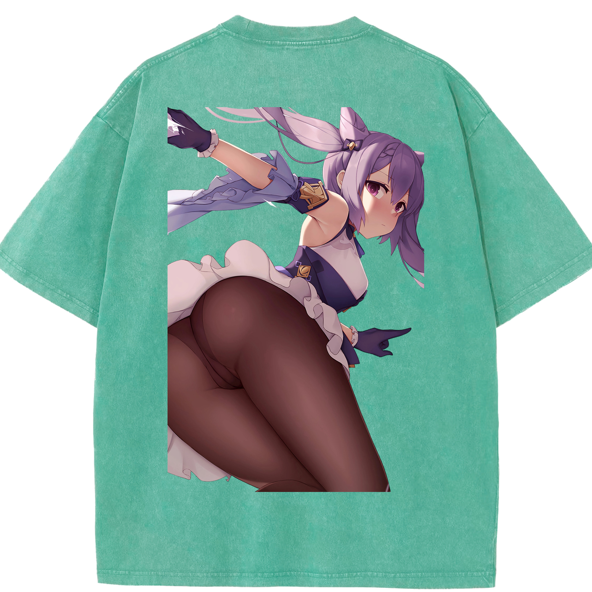 げんし神 刻晴 こくせい genshin Kokusei 綿100% ヴィンテージ風 半袖Tシャツ（背面プリント）
